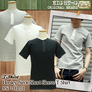 Eight-G Lot,8ST-HL01 Henley Neck Tee Shirt
