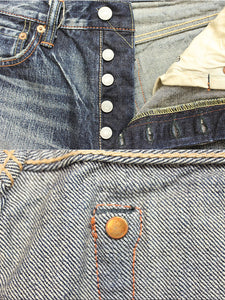 Eight-G Lot,602-RD3 Vintage Style 15oz Tight Fit Jeans(Weathered)
