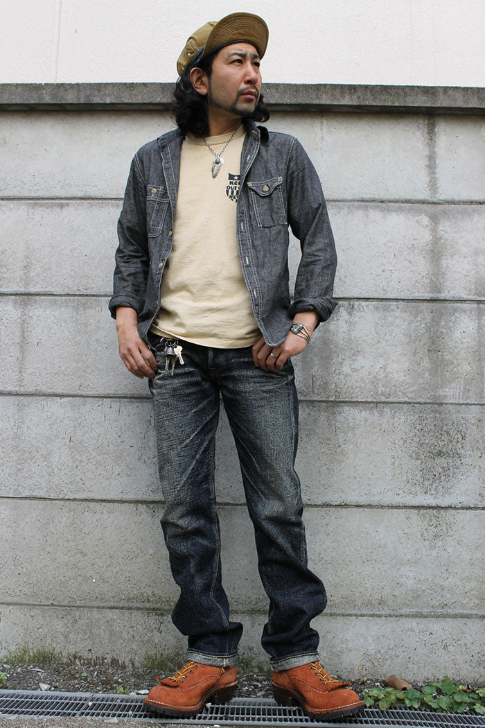 Eight-G Lot,702-RV 17oz "Otoko Denim" Tight Fit Jeans(Weathered)