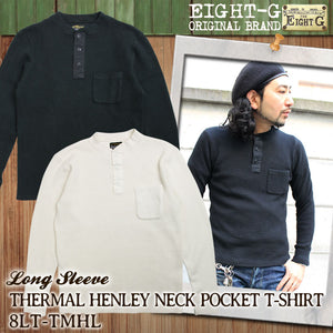 Eight-G Lot,8LT-TMHL Henley Neck Longsleeve Thermal Shirt